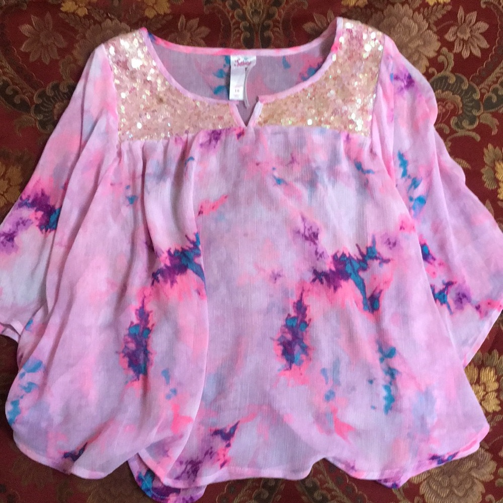 Pink and silver marbled blouses
